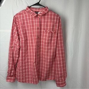 Ginger Rosy Red-Orange Lightweight Plaid Long Sleeve Feminine Plaid Gorpcore XL